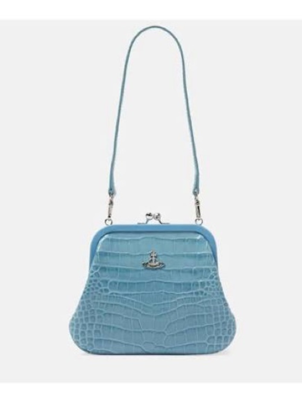 Vivienne Westwood Powder Blue Croc-Embossed Mini Shoulder Bag